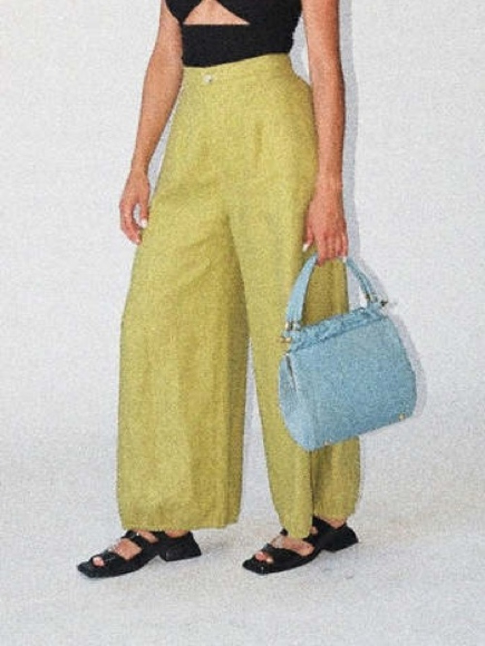 SELVA \ NEGRA Rita Linen Wide Leg Pants in Matcha